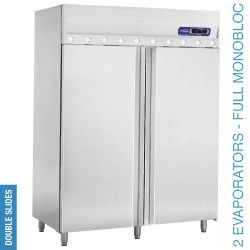 Armoire frigorifique et congélation ventilée 2x 700 Lit. 2 portes GN 2/1, sur roues