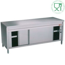 TABLE ARMOIRE CHAUFFANTE PORTES COULISS. / logo stainless steel worldwide agreed for alimentation