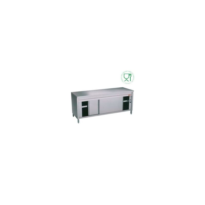 TABLE ARMOIRE CHAUFFANTE PORTES COULISS. / logo stainless steel worldwide agreed for alimentation