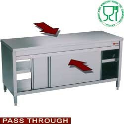 TABLE SUR ARMOIRE-PASSANTE-PORTES COULIS. / logo stainless steel worldwide agreed for alimentation