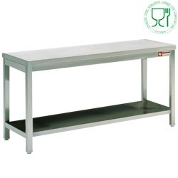 TABLE DE TRAVAIL AVEC SOUS TABLETTE / logo stainless steel worldwide agreed for alimentation