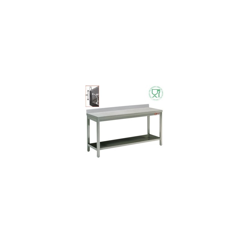 TABLE DE TRAVAIL AVEC 1 SOUS TABLE BORD ARR. / logo stainless steel worldwide agreed for alimentation TABLE DE TRAVAIL AVEC 1 SOUS TABLE BORD ARR. / logo stainless steel worldwide agreed for alimentation