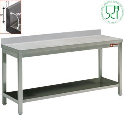 TABLE DE TRAVAIL AVEC 1 SOUS TAB. BORD ARRI. / logo stainless steel worldwide agreed for alimentation