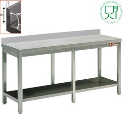 TABLE DE TRAVAIL AVEC 1 SOUS TABL. BORD ARRI. / logo stainless steel worldwide agreed for alimentation