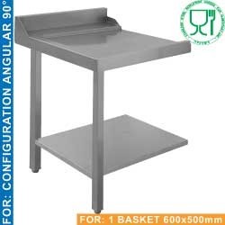 Table de sortie "gauche" configuration 90° (paniers 600x500) / logo stainless steel worldwide agreed for alimentation