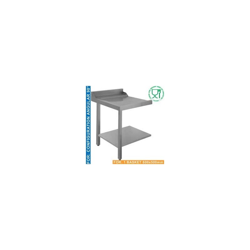 Table de sortie "gauche" configuration 90° (paniers 600x500) / logo stainless steel worldwide agreed for alimentation