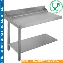 Table de sortie "gauche" configuration 90° (paniers 600x500) / logo stainless steel worldwide agreed for alimentation
