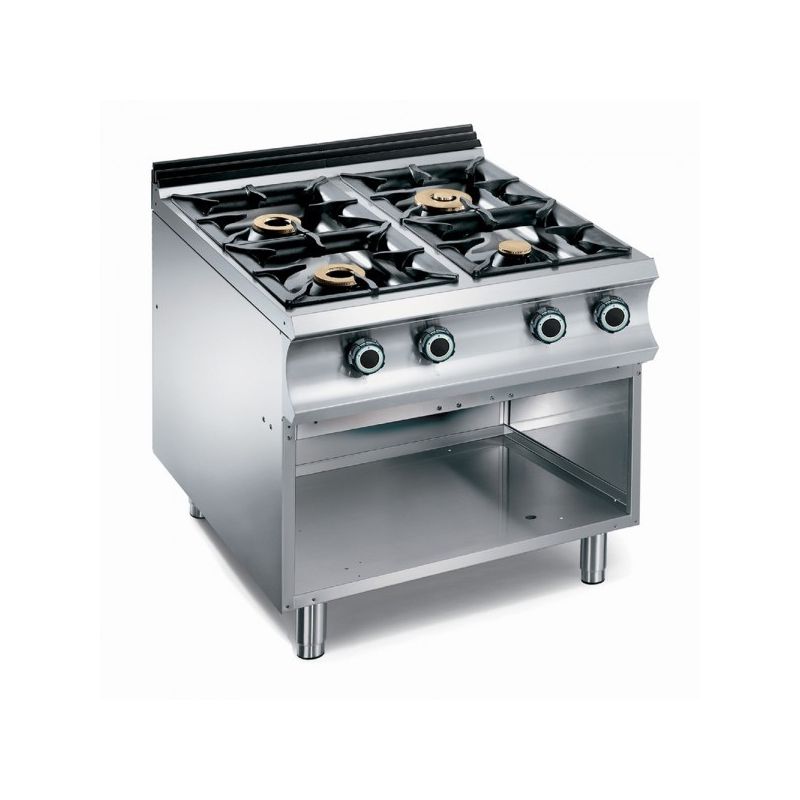 Fourneau 4 feux vifs gaz sur armoire ouverte Fourneau 4 feux vifs gaz sur armoire ouverte