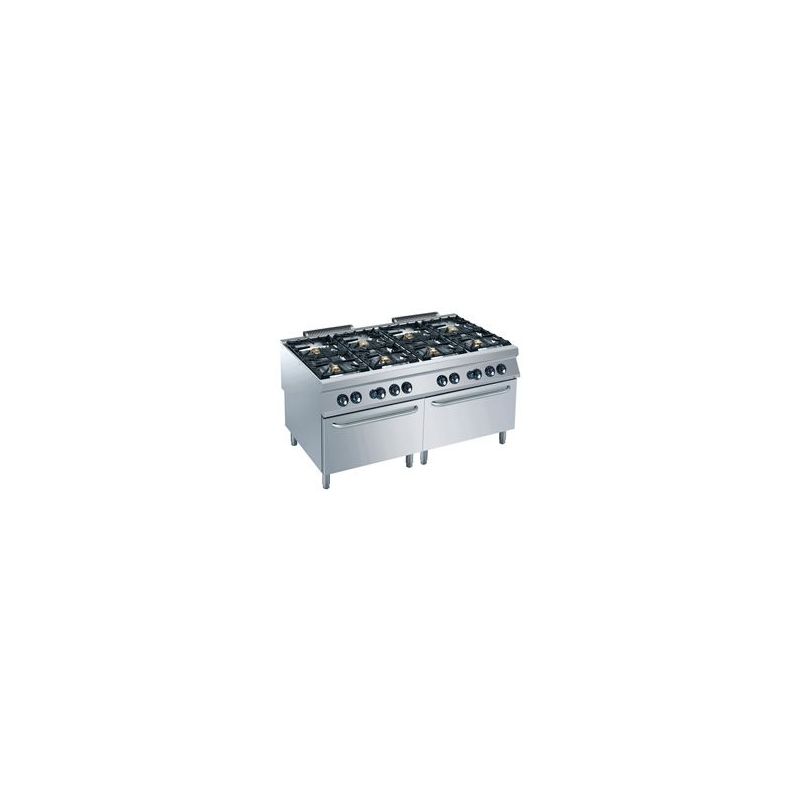 Fourneau gaz 8 feux vifs avec 2 fours GN 2/1 Fourneau gaz 8 feux vifs avec 2 fours GN 2/1