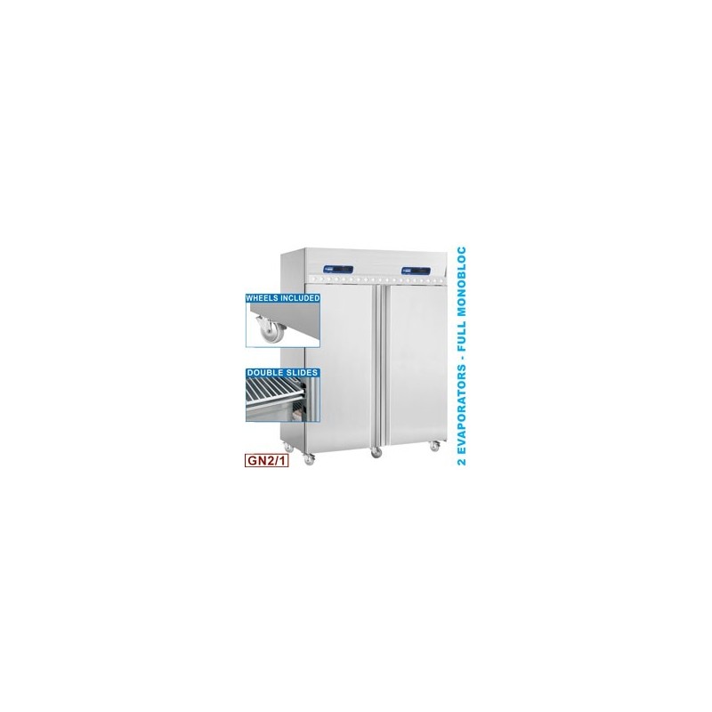 Armoire frigorifique et congélation ventilée 2x 700 Lit. 2 portes GN 2/1, sur roues Armoire frigorifique et congélation ventilée 2x 700 Lit. 2 portes GN 2/1, sur roues