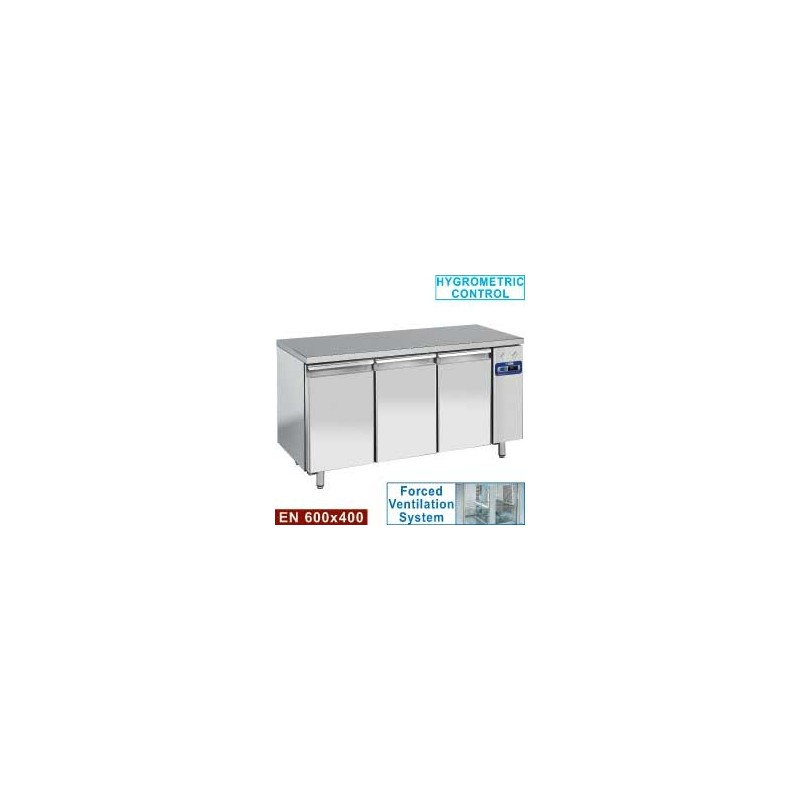 Table frigorifique, ventilée, 3 portes EN 600x400, (Sans groupe)