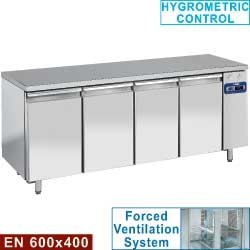 Table frigorifique, ventilée, 4 portes EN 600x400, (Sans groupe)