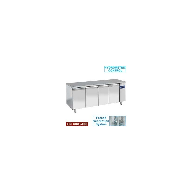 Table frigorifique, ventilée, 4 portes EN 600x400, (Sans groupe)