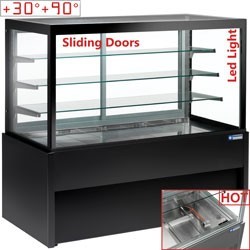 Comptoir Vitrine Panoramique, Chauffante, 4 Niveaux, sans réserve - NOIR