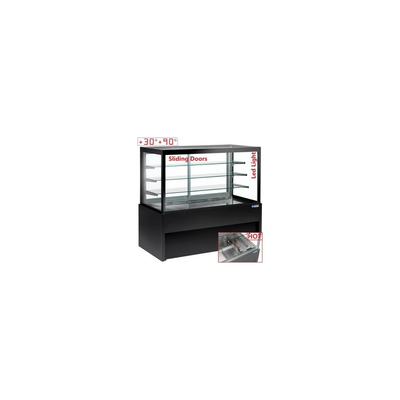 Comptoir Vitrine Panoramique, Chauffante, 4 Niveaux, sans réserve - NOIR Comptoir Vitrine Panoramique, Chauffante, 4 Niveaux, sans réserve - NOIR