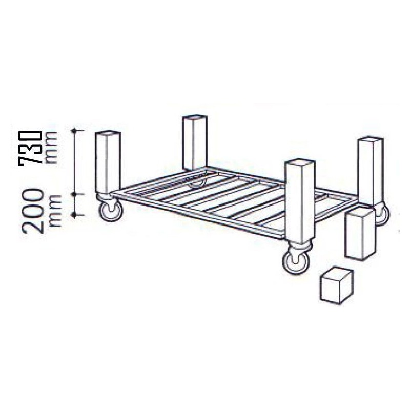 Support pour four à pizza NXM sur roulettes 730mm Support pour four à pizza NXM sur roulettes 730mm