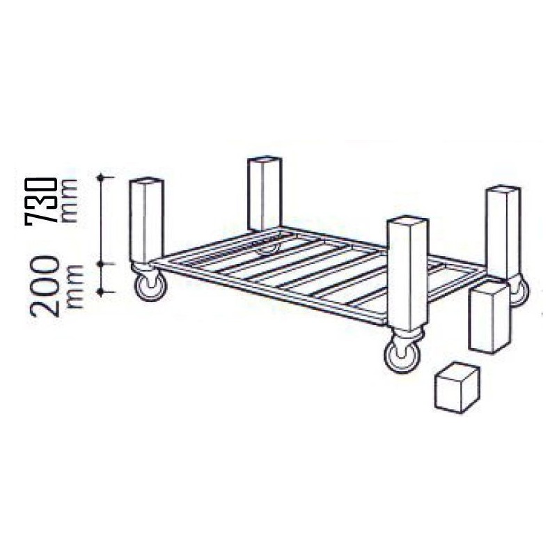 Support pour four à pizza NXM sur roulettes 730mm