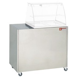 Meuble inox support vitrine VBE-211, sur roulettes