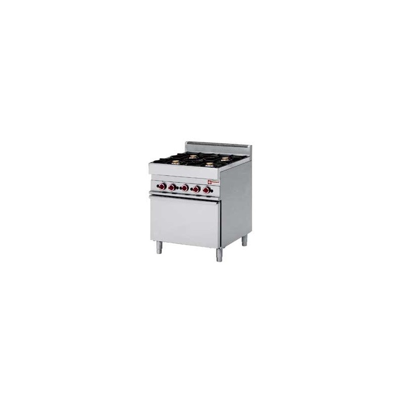 Fourneau gaz 4 feux vifs, avec four électrique à convection GN 1/1 Fourneau gaz 4 feux vifs, avec four électrique à convection GN 1/1