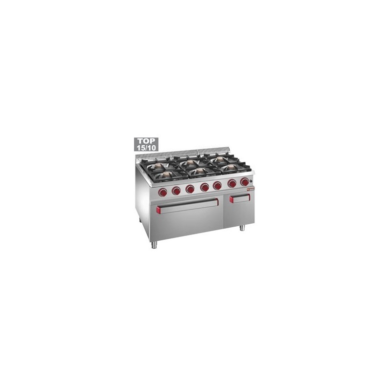 Fourneau gaz 6 feux vifs, four électrique convection GN 1/1, armoire neutre Fourneau gaz 6 feux vifs, four électrique convection GN 1/1, armoire neutre