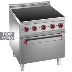 Fourneau vitrocéramique 4 zones, four GN 2/1 et grill électrique