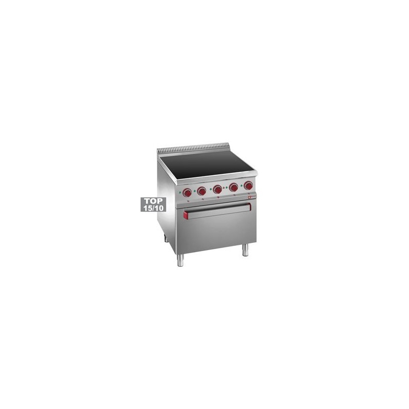 Fourneau vitrocéramique 4 zones, four GN 2/1 et grill électrique