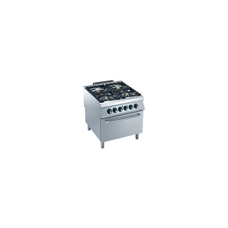 Fourneau gaz 4 feux vifs, four électrique GN 2/1 Fourneau gaz 4 feux vifs, four électrique GN 2/1