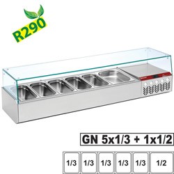 Structure réfrigérée GN 5x 1/3, 1x 1/2, avec vitre droite