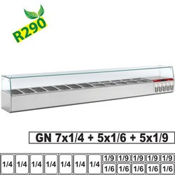 Structure réfrigérée GN 7x 1/4, 5x 1/6, 5x 1/9, avec vitre droite