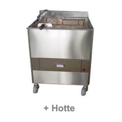 Barbecue portugais, rod700H, 1 grille rotative et 1 fixe + hotte