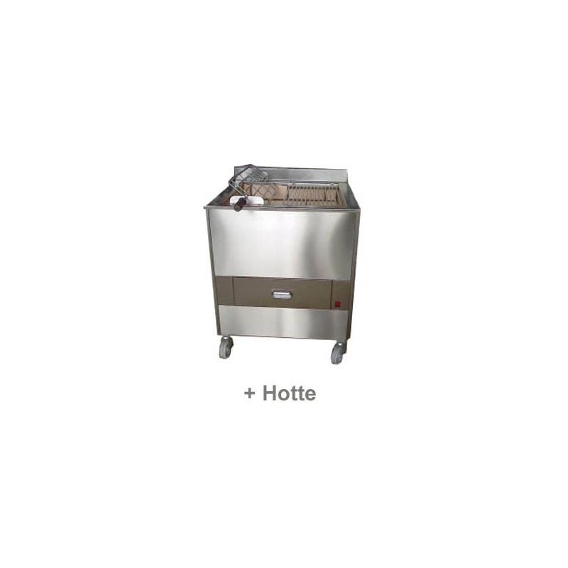 Barbecue portugais, rod700H, 1 grille rotative et 1 fixe + hotte