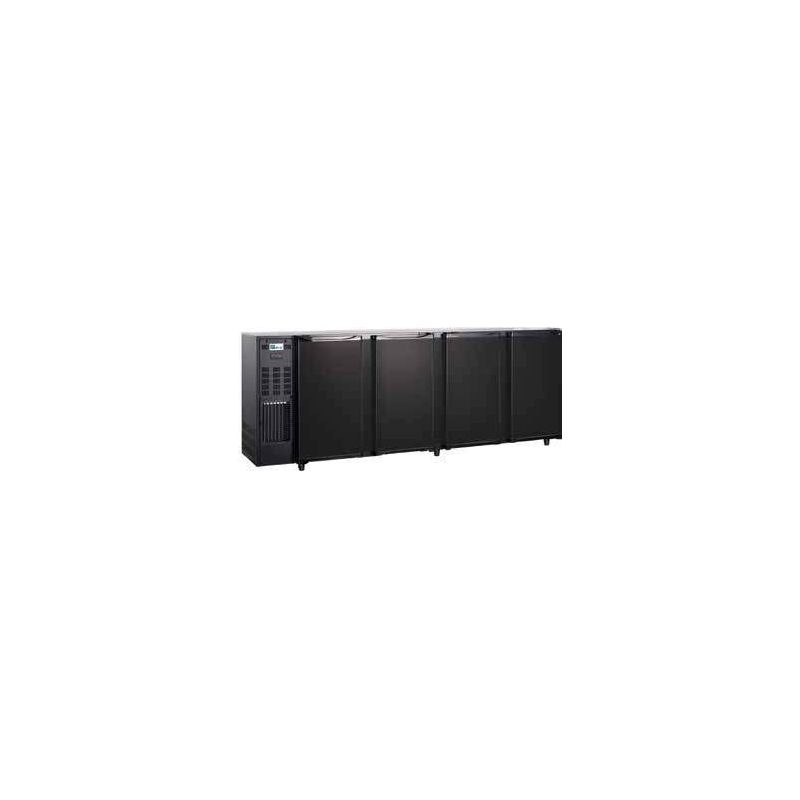 Arrière-bar réfrigéré 4 portes pleines - Groupe Logé à gauche - Skinplate Noir - Avec éclairage LED (FGB229)