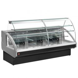 Comptoir vitrine réfrigéré, statique, chargement à tiroirs, sans réserve - GRIS/NOIR
