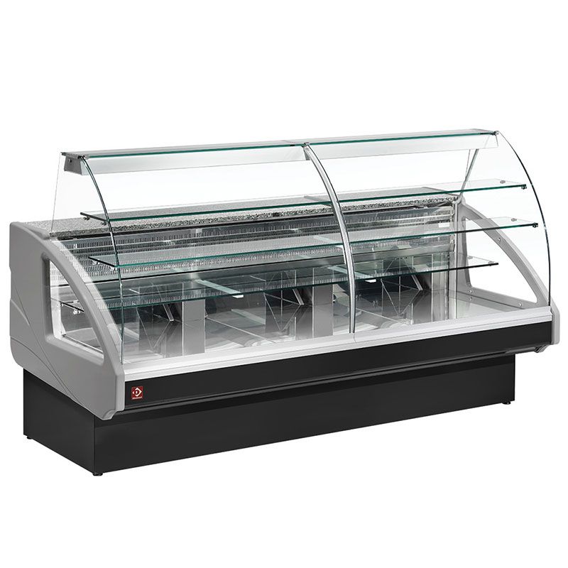 Comptoir vitrine réfrigéré, statique, chargement à tiroirs, sans réserve - GRIS/NOIR Comptoir vitrine réfrigéré, statique, chargement à tiroirs, sans réserve - GRIS/NOIR