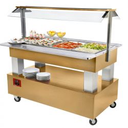 Buffet - Salade bar réfrigéré, 4x GN 1/1-150 (Bois Chêne clair)