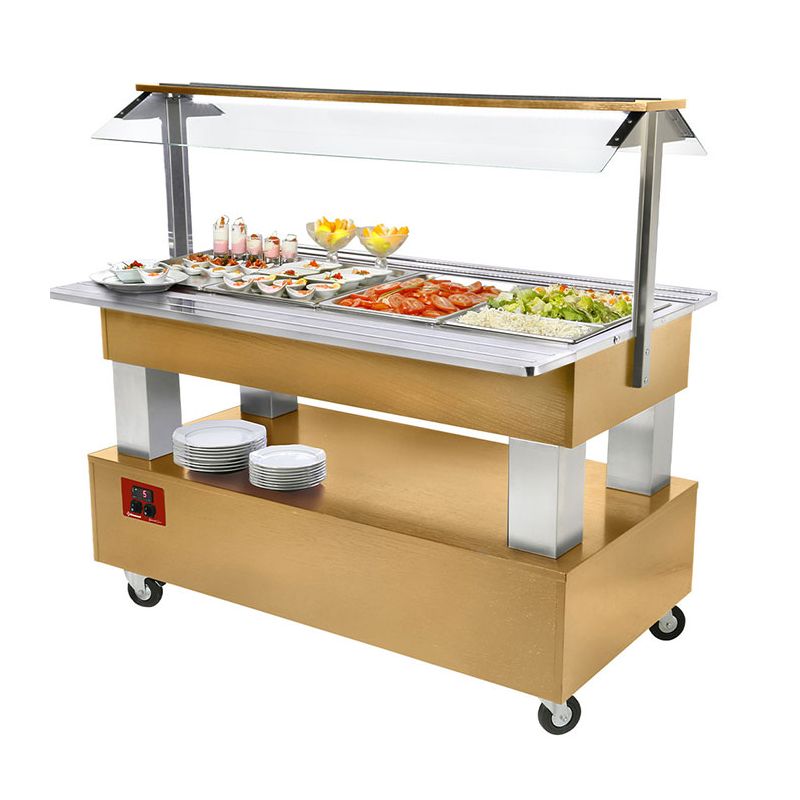 Buffet - Salade bar réfrigéré, 4x GN 1/1-150 (Bois Chêne clair) Buffet - Salade bar réfrigéré, 4x GN 1/1-150 (Bois Chêne clair)