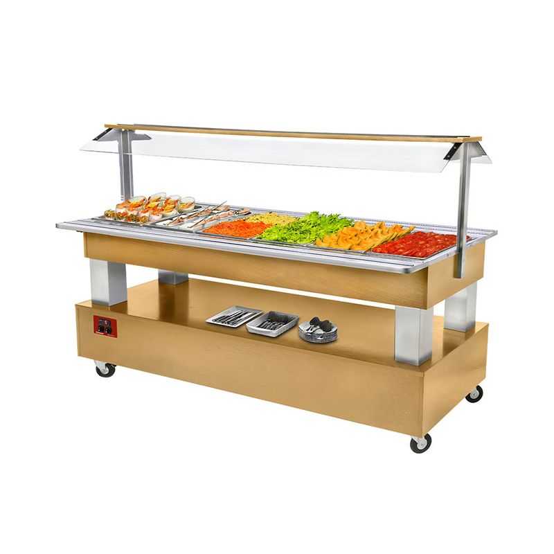 Buffet - Salade bar réfrigéré, 6x GN 1/1-150 (Bois Chêne clair)