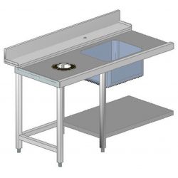 Plonge entrée gauche 150 cm + trou vide déchets (K8EG)