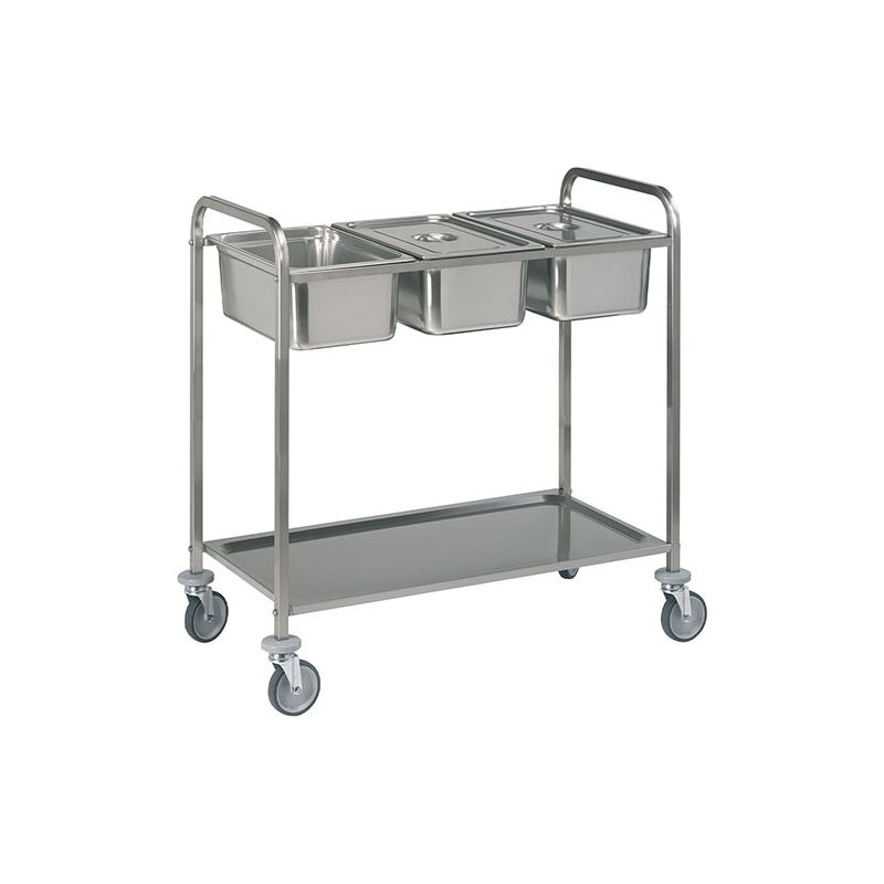 CHARIOT DE SERVICE INOX 3x GN 1/1 + 1NIV CHARIOT DE SERVICE INOX 3x GN 1/1 + 1NIV