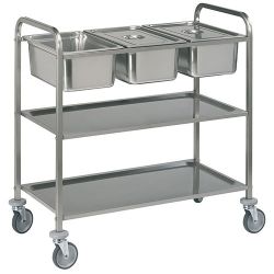 CHARIOT DE SERVICE INOX 3x GN1/1 + 2NIV