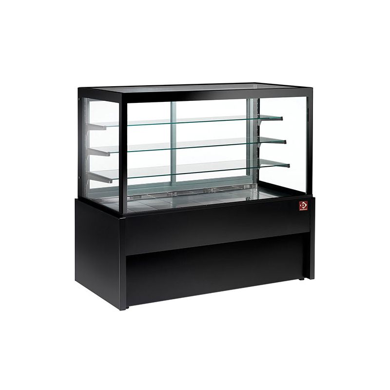Comptoir vitrine panoramique ventilé 4 niveaux, sans réserve - NOIR Comptoir vitrine panoramique ventilé 4 niveaux, sans réserve - NOIR