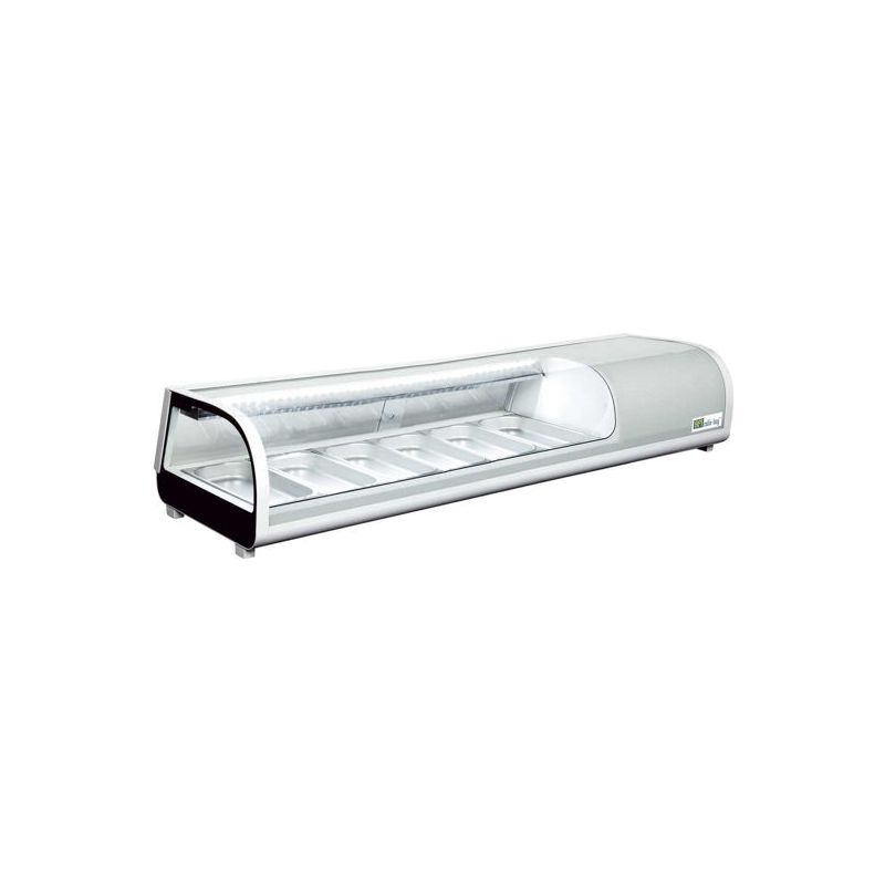 Vitrine à poser portes coulissantes Hauteur 225 mm pour 5 bacs GN 1/3 (RTS-62L)