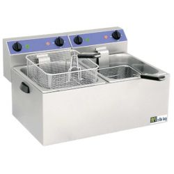 Friteuse Électrique 8L Double à poser Mono 230V Sans Vidange avec Zone Froide (SF88M)