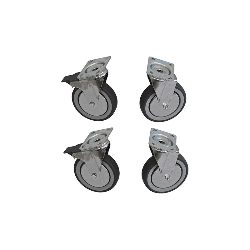 Kit de 4 roues pivotantes "inox" armoires, 2 avec freins