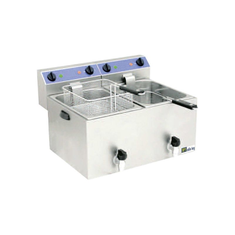 Friteuse Électrique 16L Double à poser Mono 230V avec Vidange et Contacteur de Puissance (SF99VC), afi Friteuse Électrique 16L Double à poser Mono 230V avec Vidange et Contacteur de Puissance (SF99VC), afi