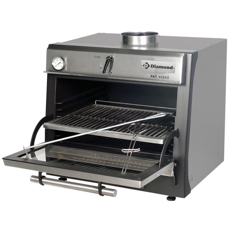 Four-BBQ à charbon, GN 1/1 (60 Kg/h), Inox Four-BBQ à charbon, GN 1/1 (60 Kg/h), Inox