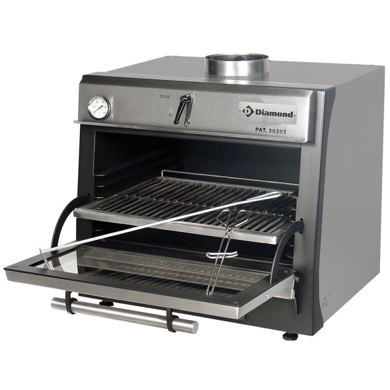 Four-BBQ à charbon, GN 1/1 (60 Kg/h), Inox