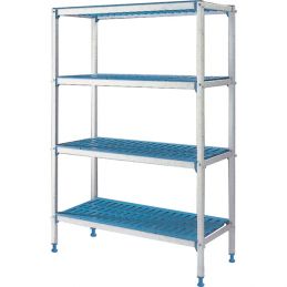 Rayonnage linéaire en aluminium anodisé 4 niveaux "Modular Rack"