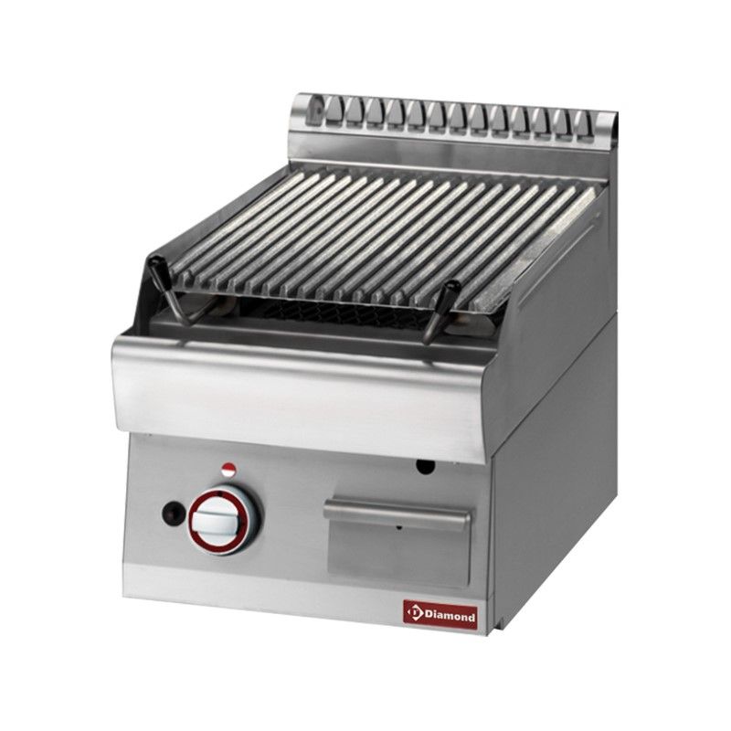 Grill pierre de lave, 1/2 module, grille en fonte "double face"