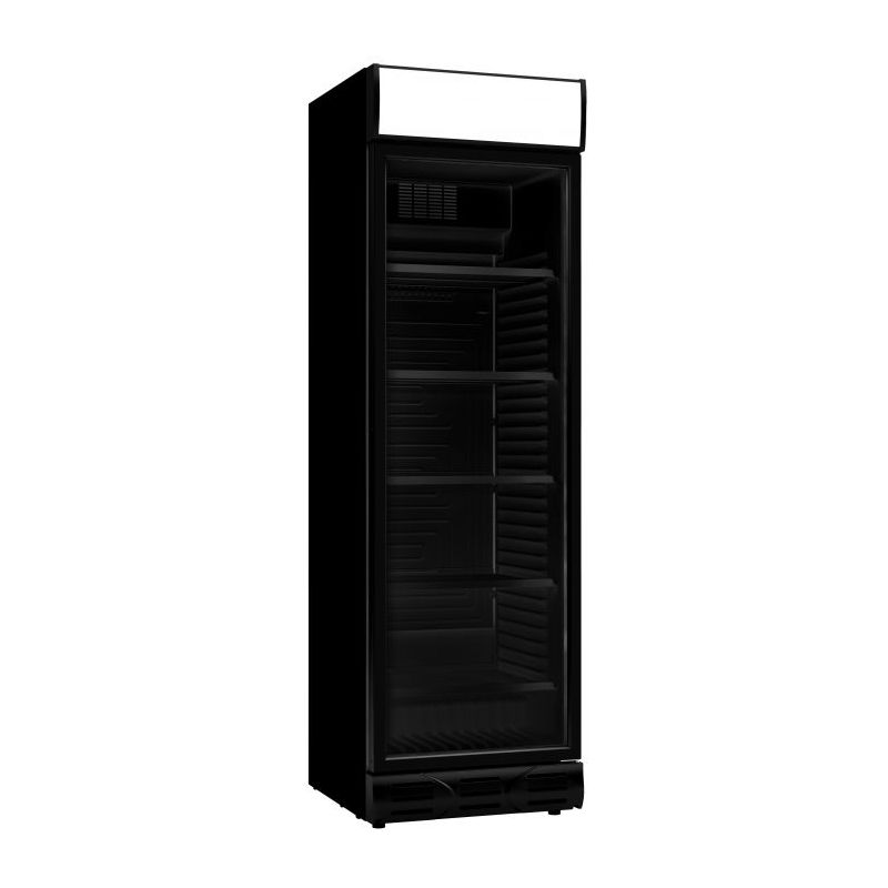 Réfrigérateur avec 1 porte en verre noir - 595x650x2000 mm
